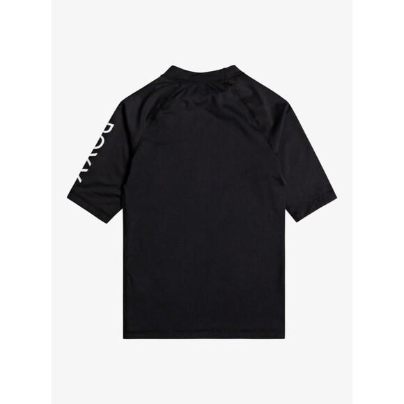 ROXY Girls 6 Whole Hearted UPF 50 Short Sleeve Rashguard Black Swim Surf Shirt - Picture 2 of 2